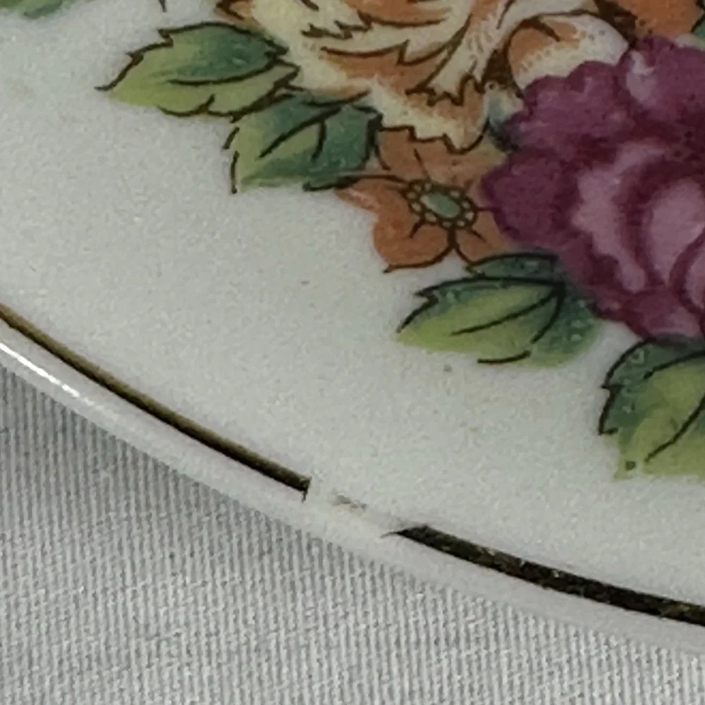 Vintage Floral Teacup‎ Saucer Set Gold Trim Multi-Color Rose Grandmillennial